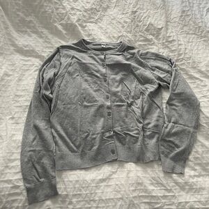 Uniqlo Gray Button-Up Cardigan